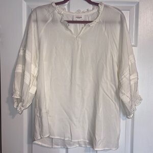 Andree by Unit Cream Ruffle Collar Peasant Blouse